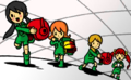 The squadmates as seen in the OK epilogue from Rhythm Heaven Megamix
