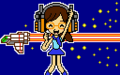 Shoot-'Em-Up Radio Lady as she appears in Shoot-'Em-Up in Rhythm Heaven