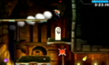 Greninja flying past a Sneaky Spirit in Super Smash Bros. for Nintendo 3DS