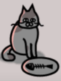 The cat eating a fish in Rhythm Heaven Fever