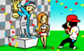 T.J. Snapper taking a picture of his girlfriend and a racer in the Superb epilogue for Freeze Frame from Rhythm Heaven Megamix