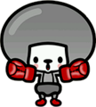 Sprite of Tibby dressed up as the Muscle Doll.