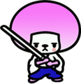 Sprite of Tibby dressed up as The Wandering Samurai.
